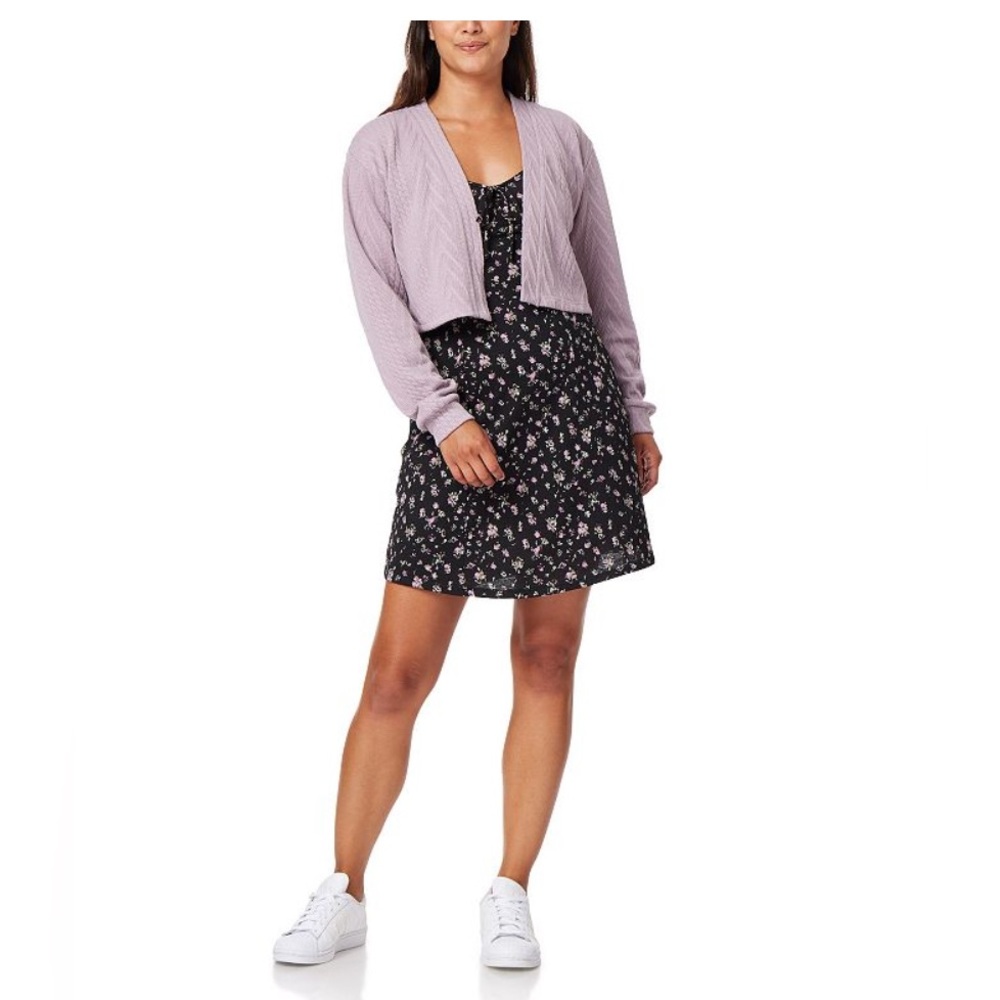 New Juniors' WallFlower Cropped Cardigan & A-Line Mini Dress Set, Women's,
